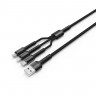 Кабель USB - Lightning + micro USB + Type-C 1.2 м ColorWay Black (CW-CBU3003-GR)