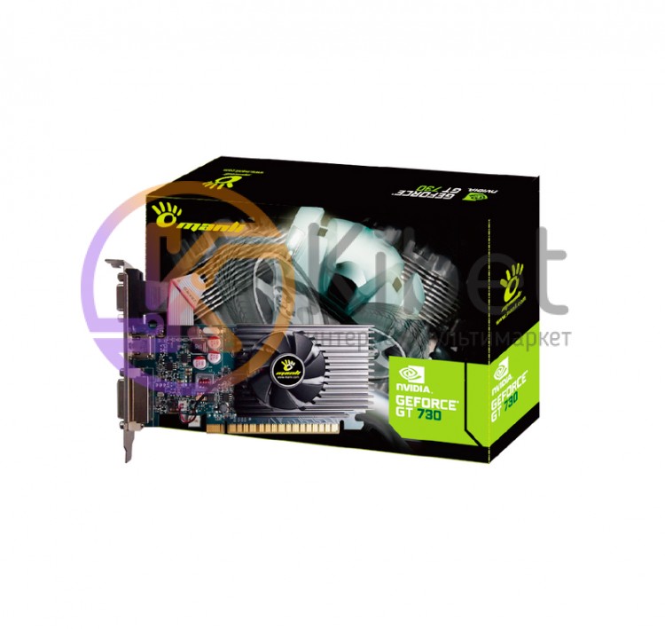 Видеокарта GeForce GT730, Manli, 2Gb DDR3, 64-bit, VGA DVI HDMI, 902 1600MHz, Lo