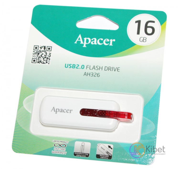 USB Флеш накопитель 16Gb Apacer AH326 White AP16GAH326W-1