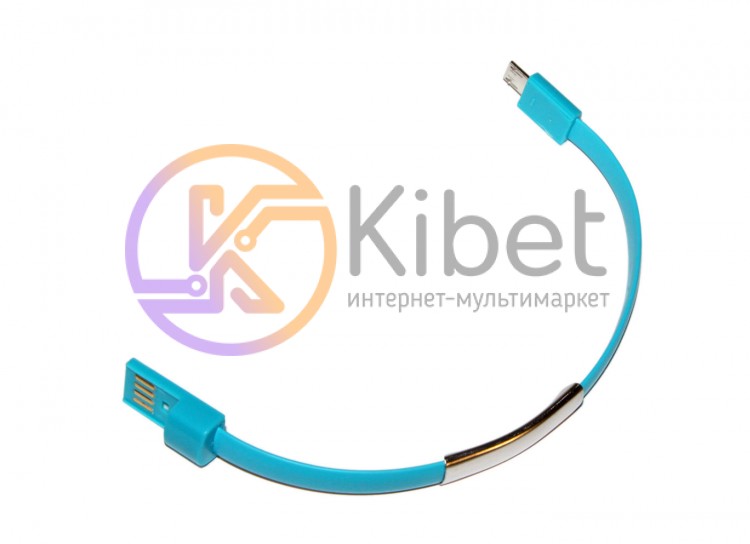 Кабель USB - microUSB, NoName, Blue, 20 cм, браслет