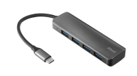 Концентратор USB 3.2 Type-C Trust Halyx Aluminium, Black, 4 порта USB 3.2, алюми