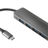Концентратор USB 3.2 Type-C Trust Halyx Aluminium, Black, 4 порта USB 3.2, алюми
