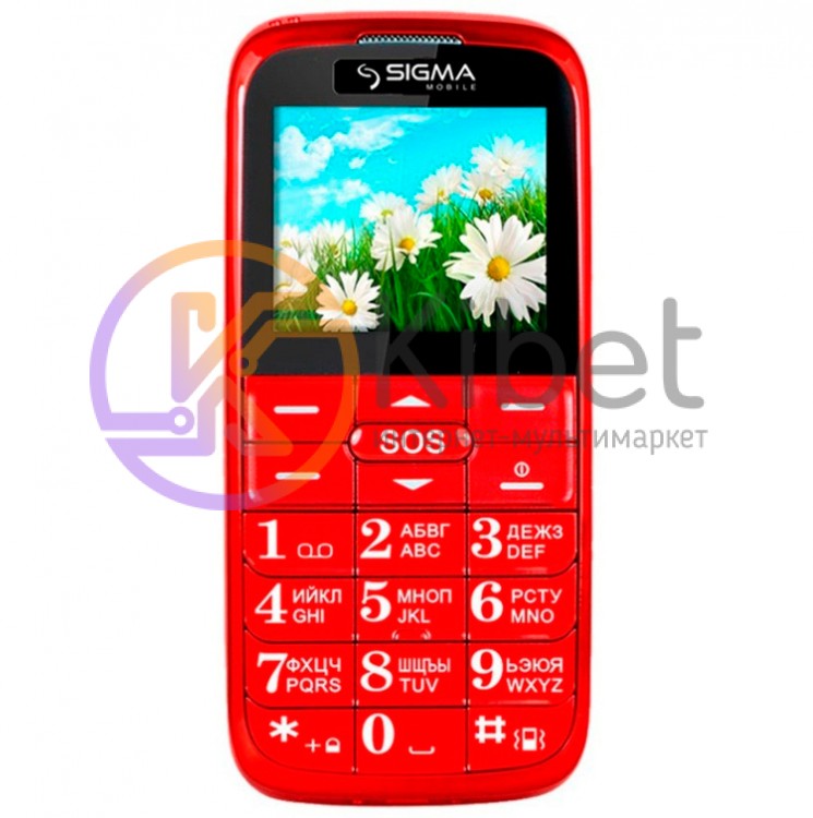 Мобильный телефон Sigma mobile Comfort 50 Slim Red 'бабушкофон', 2 Sim, дисплей