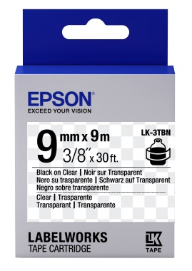 Картридж Epson LK3TBN, Black Clear, LW-300 400 700 900, 9 мм 9 м (C53S653004)
