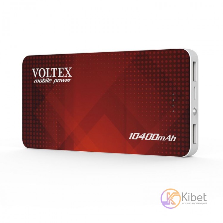 Универсальная мобильная батарея 10400 mAh, Voltex, Red, 2xUSB, 5V 1A+1A, LED фон