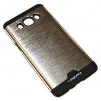 Крышка-бампер пластик+металл Motomo Soft touch for Samsung Galaxy J510 J5, Silve