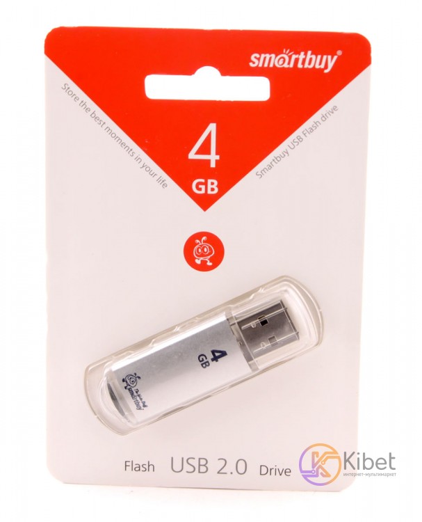 USB Флеш накопитель 4Gb Smartbuy V-Cut Silver, SB4GBVC-S