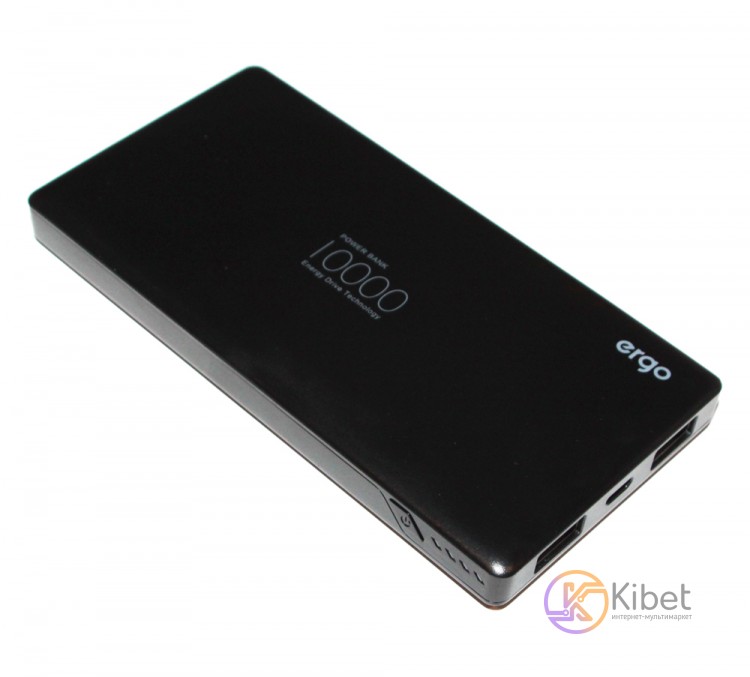 Универсальная мобильная батарея 10000 mAh, Ergo, Black (LP-83)