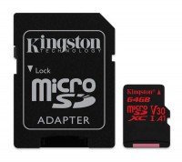 Карта памяти microSDXC, 64Gb, Class10 UHS-I, Kingston R-100MB s, W-80MB s, SD ад