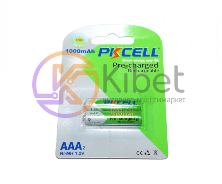 Аккумулятор AAA, 1000 mAh, PKCELL, 2 шт, 1.2V, Pre-charged, Blister (546050)