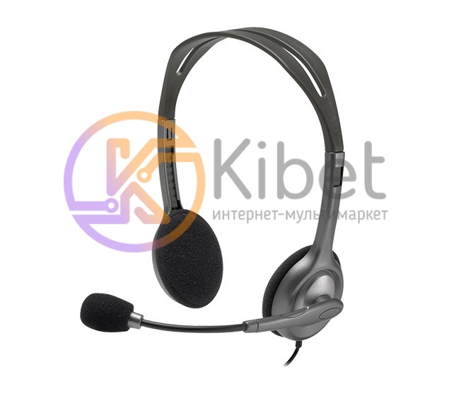 Наушники Logitech H110, Gray, 3.5 мм, поворотный микрофон, регулятор громкости,
