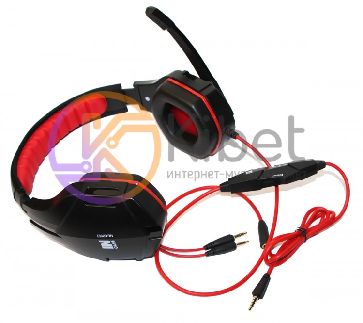 Наушники Gemix N1, Black Red, 2 x Mini jack (3.5 мм), накладные, кабель 1.2 м