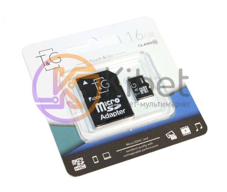 Карта памяти microSDHC, 16Gb, Class10, T G, SD адаптер (TG-16GBSDCL10-01)