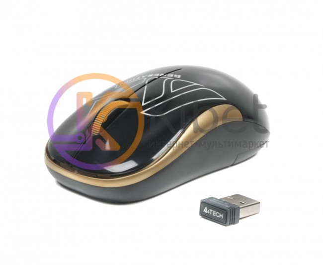 Мышь A4Tech G3-300N Black+Golden, USB V-TRACK, Wireless