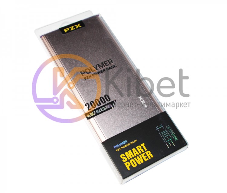 Универсальная мобильная батарея 20000 mAh, PZX, Rose Gold, 1xUSB, 5V 1A, кабель