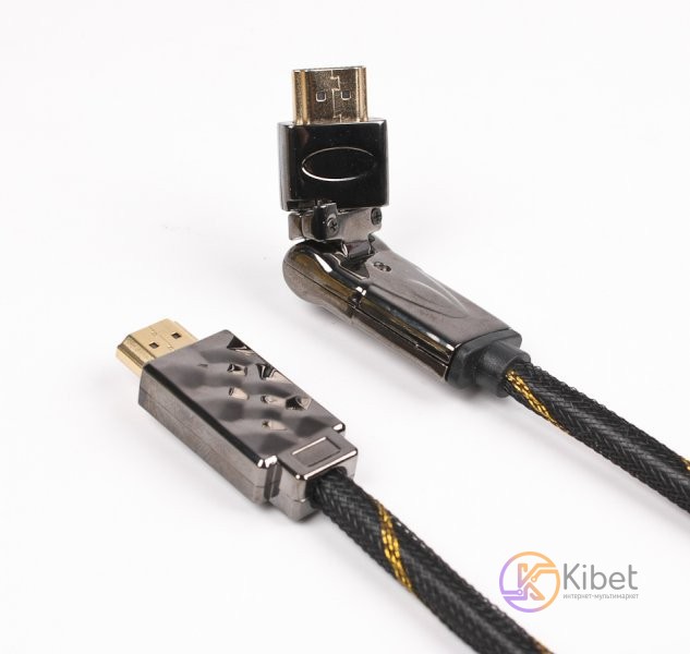 Кабель HDMI - HDMI, 3 м, Black, V1.4, Viewcon, поворотный коннектор, позолоченны