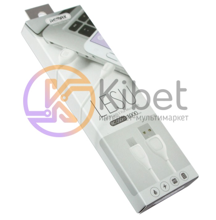 Кабель USB - microUSB, Remax 'Lesu', White, 1 м (RC-050m)