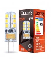 Лампа светодиодная G4, 2.5W, 2700K, G4, Tecro, 200 lm, 12V (TL-G4-2.5W-12V 2700K