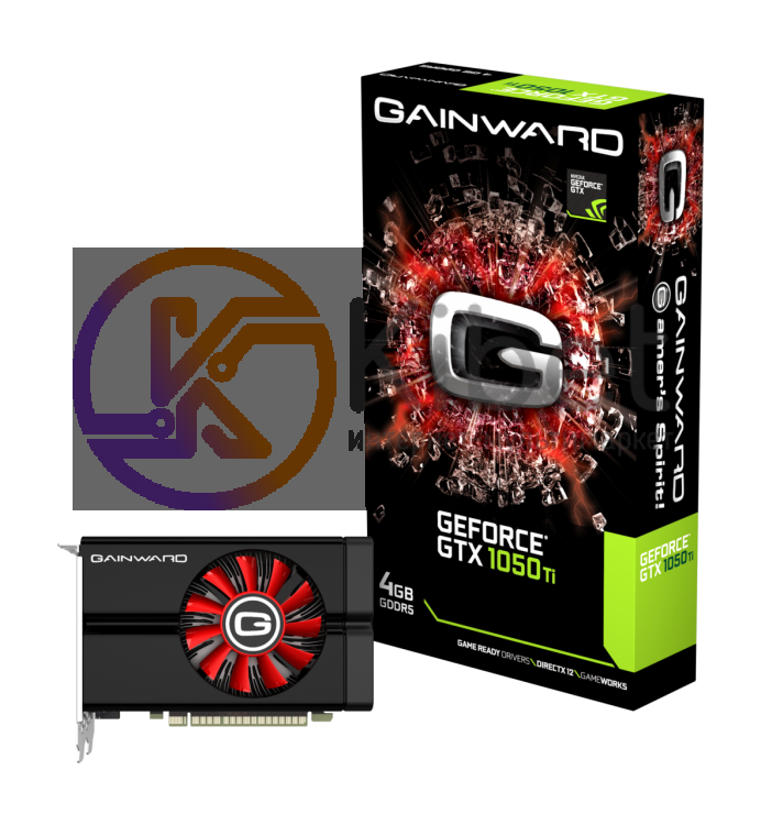 Видеокарта GeForce GTX1050Ti, Gainward, 4Gb DDR5, 128-bit, DVI HDMI DP, 1392 700