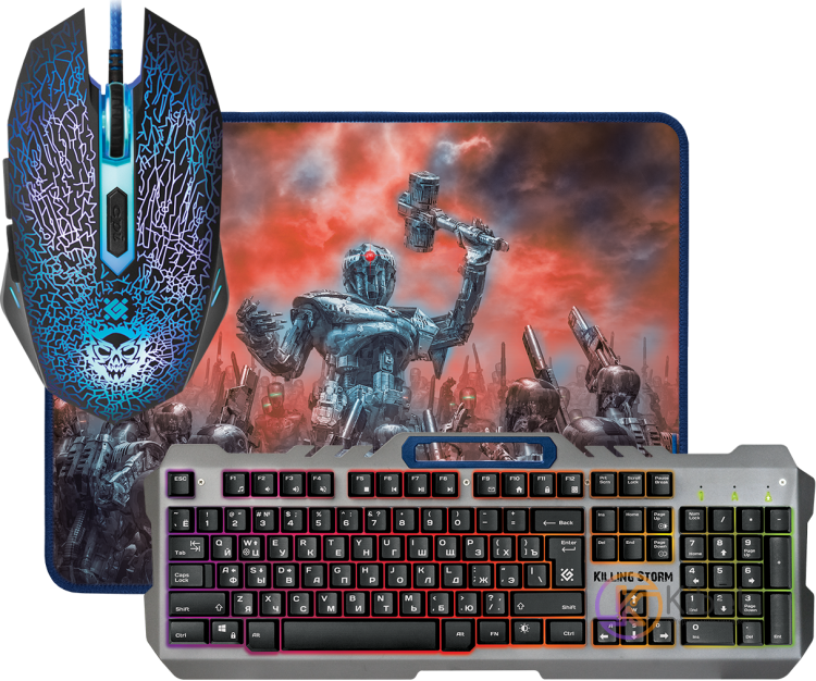 Комплект Defender Killing Storm MKP-013L Grey-Black, USB, клавиатура+мышь+коврик