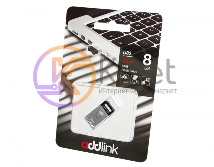 USB Флеш накопитель 8Gb AddLink U30 Silver AD08GBU30S2