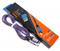 Кабель USB - microUSB, Violet, 1 м, Voltex Zebra, 2A