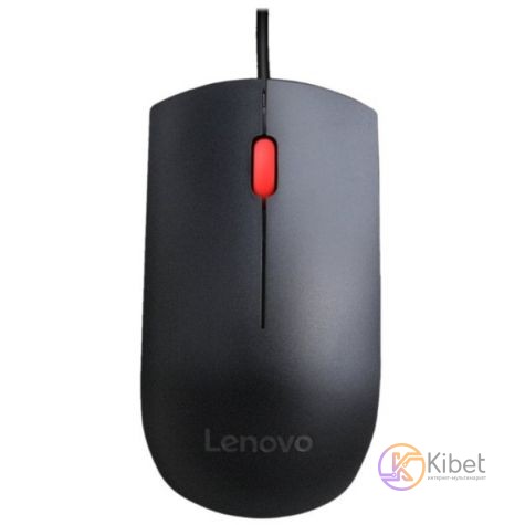 Мышь Lenovo Essential, Black, USB, оптическая, 1600 dpi, 3 кнопки, 1.8 м (4Y50R2