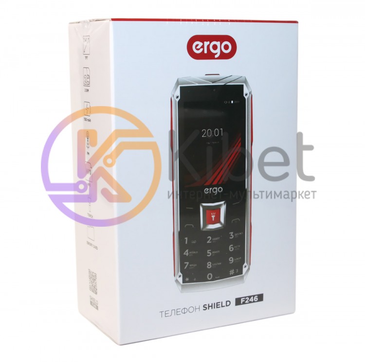Мобильный телефон Ergo F246 Shield Black-Red, 2 Sim, 2.4' TFT 240*320, MicroSD (