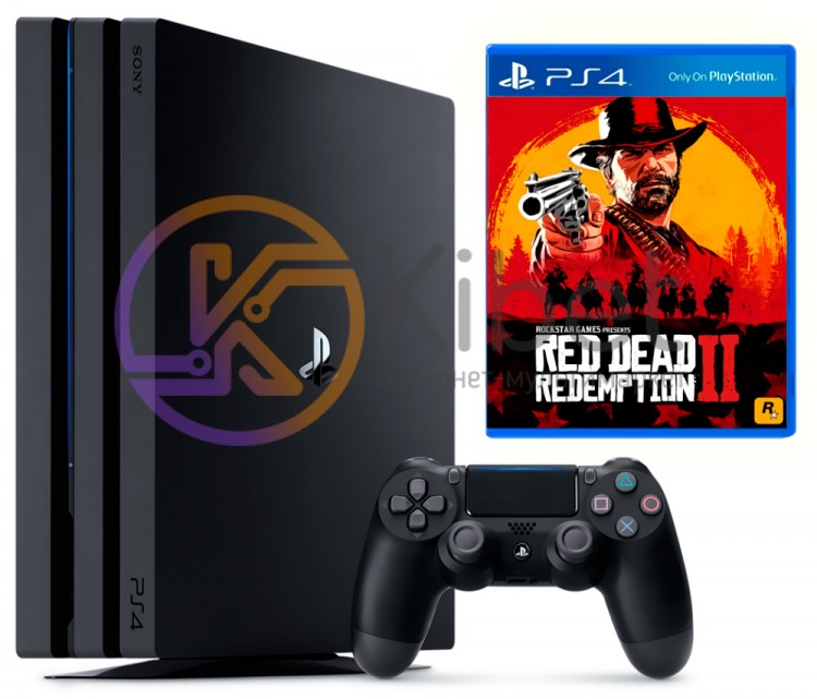Игровая приставка Sony PlayStation 4 Pro, 1000 Gb, Black + Red Dead Redemption 2