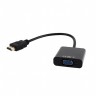 Адаптер HDMI (M) - VGA (F), Cablexpert, Black, 15 см, аудиокабель для передачи с