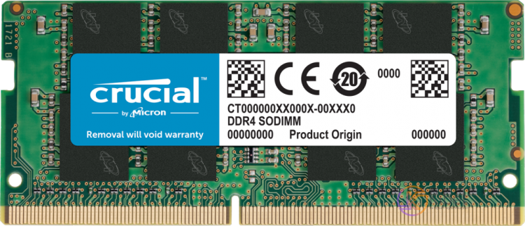 Модуль памяти SO-DIMM, DDR4, 8Gb, 2666 MHz, Crucial, CL19, 1.2V (CT8G4SFRA266)