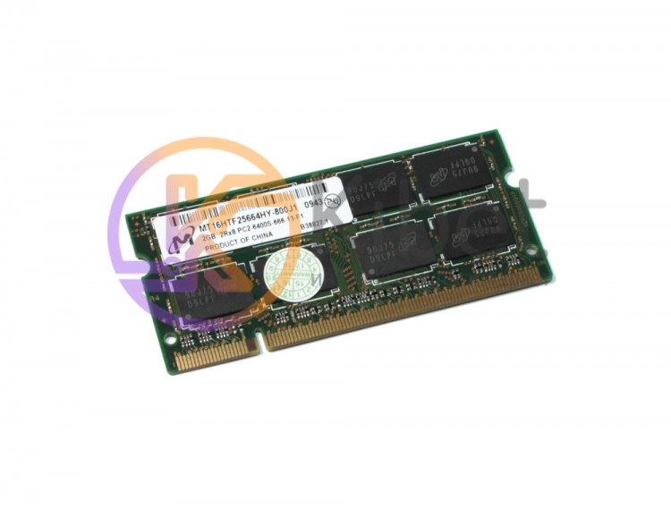 Модуль памяти SO-DIMM 2Gb, DDR2, 800 MHz (PC2-6400), Micron (MT16HTF25664HY-800J