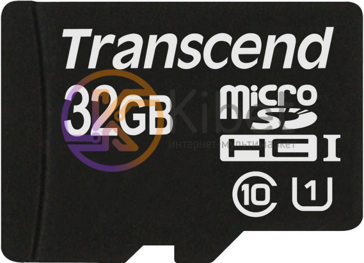 Карта памяти microSDHC, 32Gb, Class10 UHS-I, Transcend, без адаптера (TS32GUSDCU