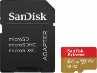 Карта памяти microSDHC, 64Gb, Class10 UHS-I, SanDisk eXtreme V30, SD адаптер (SD