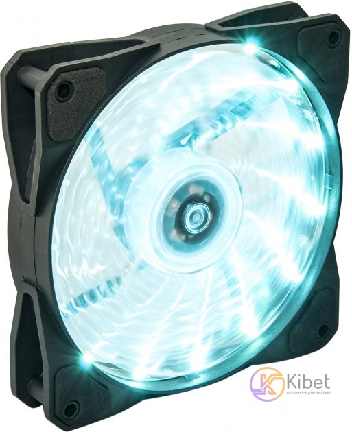 Вентилятор 120 мм, Frime 'Iris', Black, 120х120х25 мм, Blue LED подсветка (15 LE