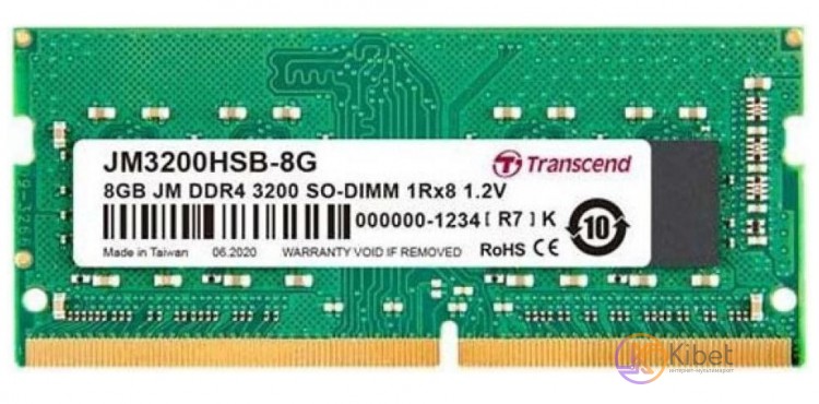 Модуль памяти SO-DIMM, DDR4, 8Gb, 3200 MHz, Transcend JetRam, CL22, 1.2V (JM3200