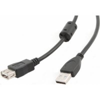 Кабель-удлинитель USB 2.0 (AM) - USB 2.0 (AF), Black, 3 м, Cablexpert, ферритовы