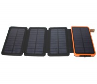 Универсальная мобильная батарея 12000 mAh, Solar (5V 200mA), Orange, 2xUSB, 5V