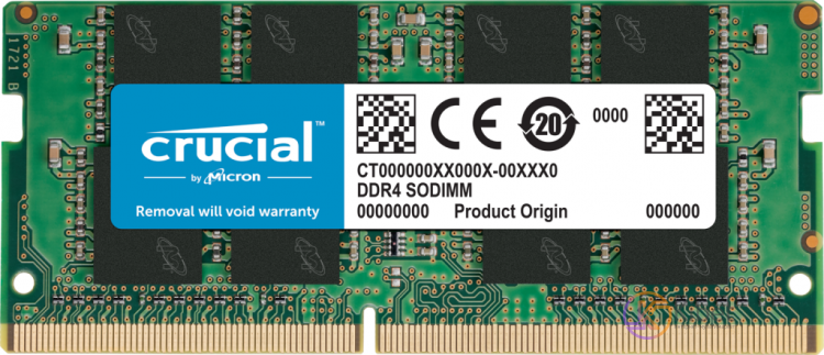 Модуль памяти SO-DIMM, DDR4, 32Gb, 2666 MHz, Crucial, 1.2V, CL19 (CT32G4SFD8266)