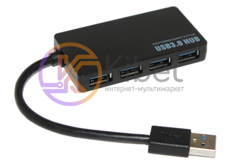 Концентратор USB 3.0, 4 ports, Black, Slim (YT-3HF4 2TB)