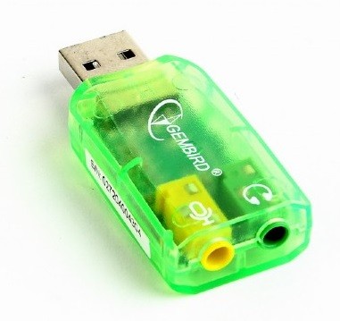 Звуковая карта USB 2.0, 5.1, Gembird, Green, Box (SC-USB-01)