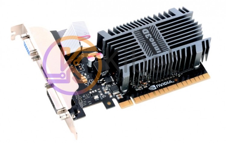 Видеокарта GeForce GT710, Inno3D, 2Gb GDDR3, 64-bit, VGA DVI HDMI, 954 1600MHz,