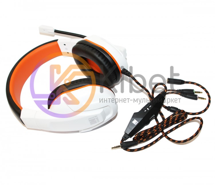 Наушники Gemix N20 Gaming White Black Orange, 2 x Mini jack (3.5 мм), накладные,