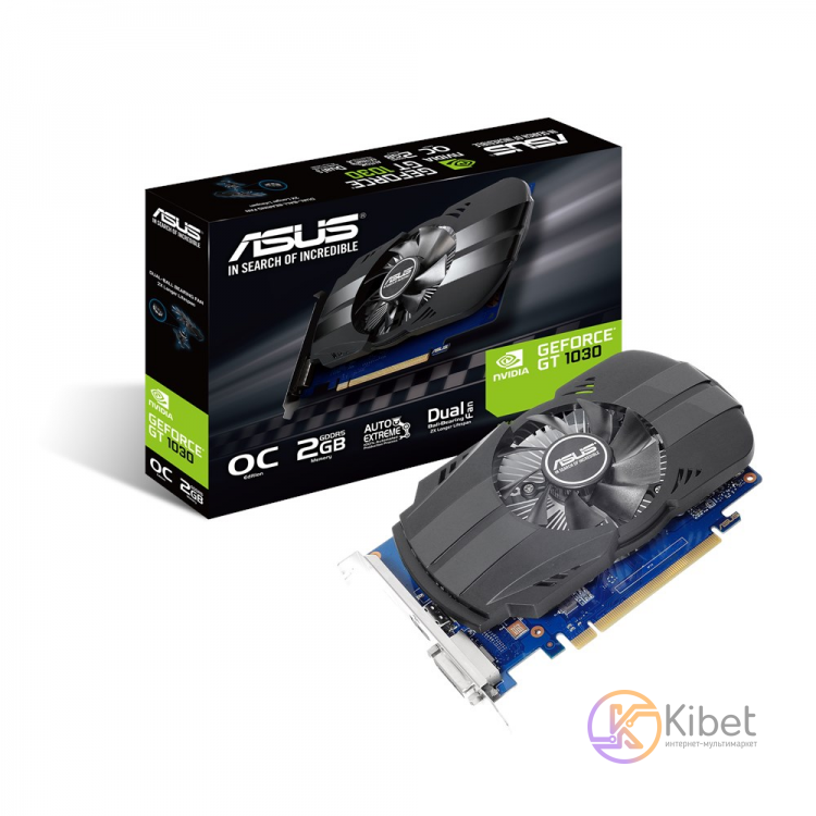 Видеокарта GeForce GT1030, Asus, OC, 2Gb GDDR5, 64-bit, DVI HDMI, 1531 6008MHz (