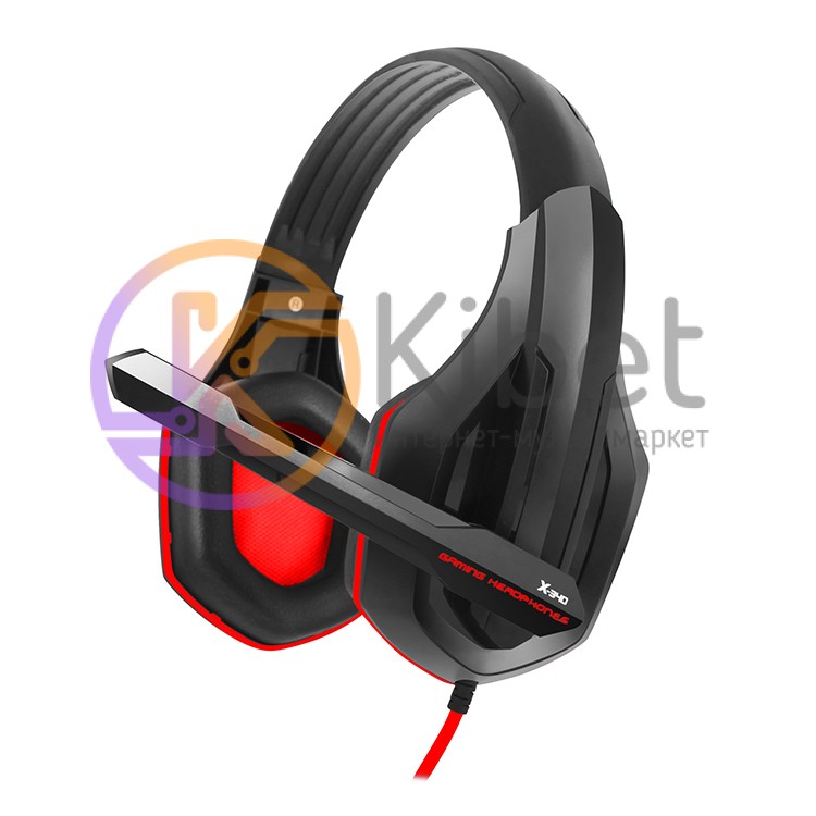 Наушники Gemix X-340 Gaming Black Red, 2 x Mini jack 3.5 мм, накладные, кабель 2