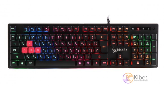 Клавиатура A4Tech Bloody B160N, USB Black Игровая, неоновая подсветка, алюминиев