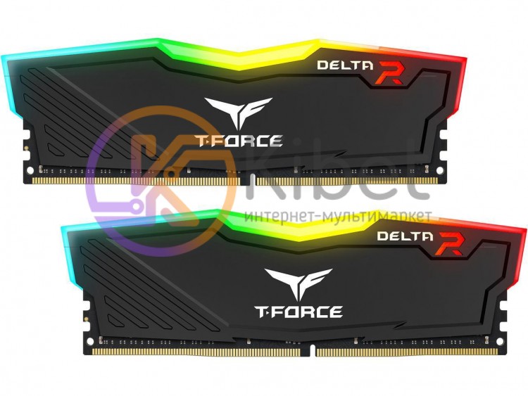 Модуль памяти 8Gb x 2 (16Gb Kit) DDR4, 3000 MHz, Team T-Force Delta RGB, Black,