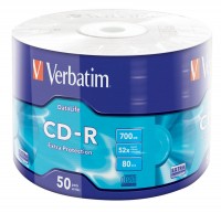 Диск CD-R 50 Verbatim, 700Mb, 52x, Extra, Wrap Box (43787)
