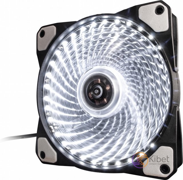 Вентилятор 120 мм, Frime 'Iris', Black, 120х120х25 мм, White LED подсветка (33 L
