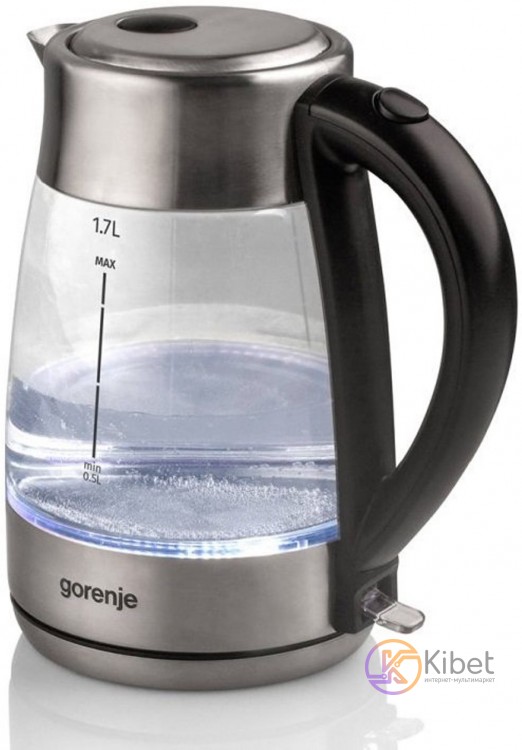 Чайник Gorenje K17GE, Black, 2200W, 1.7 л, индикатор уровня воды, стекло
